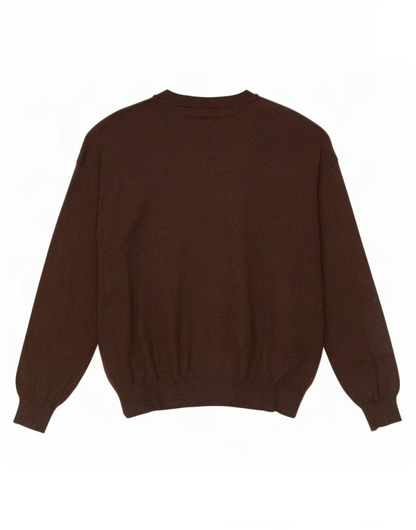 Massimo Dutti Pulover cu decolteu în V pentru bărbați, XL, maro, bumbac Argyle/Diamond