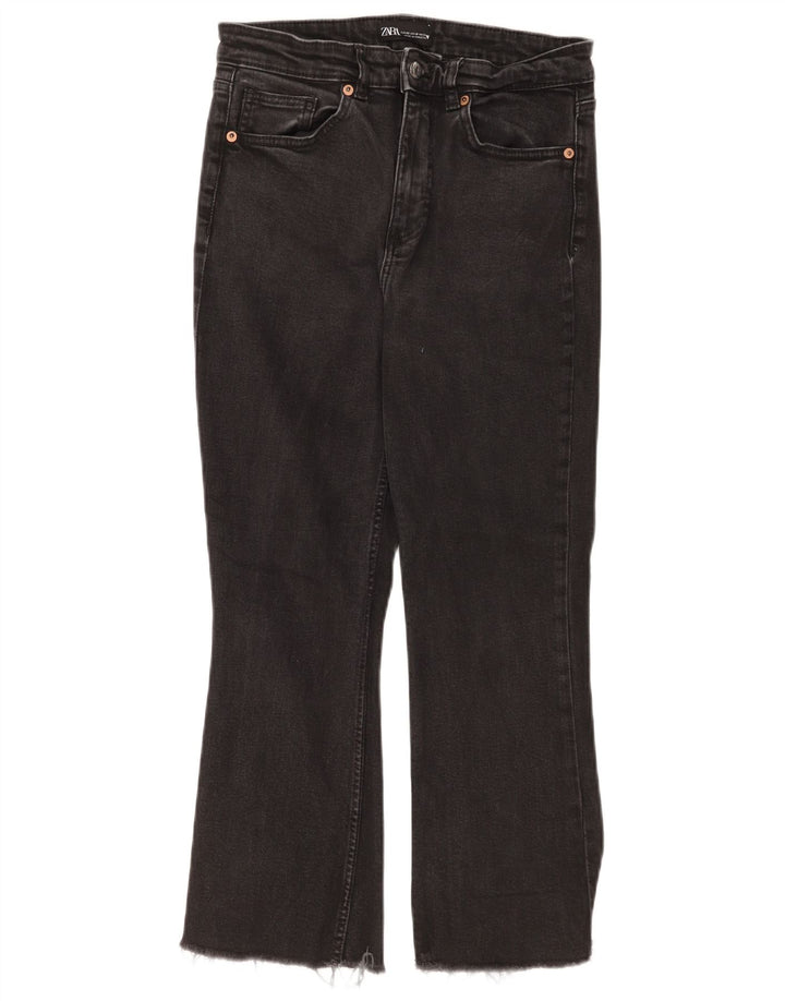 Blugi Zara pentru femei Crop Bootcut EU 42 Large W32 L24 Negri
