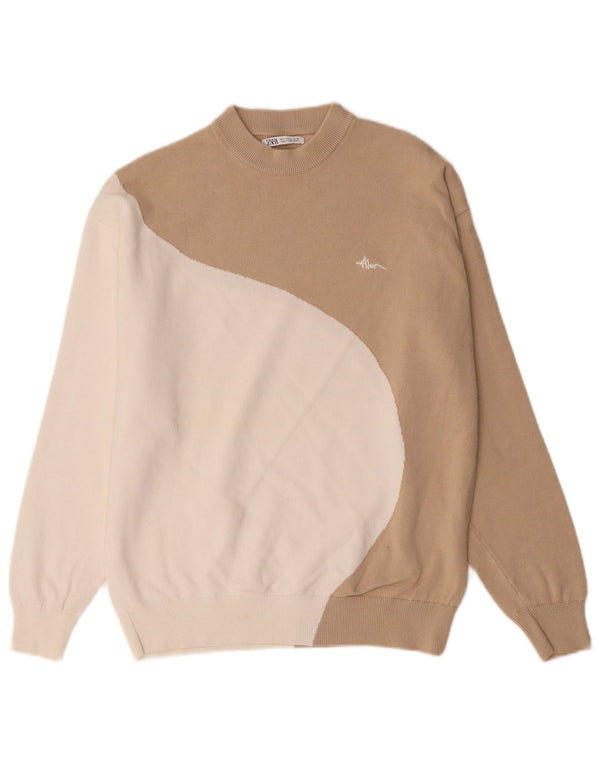 Pulover supradimensionat pentru femei Zara UK 10 Mic Bej Colorblock