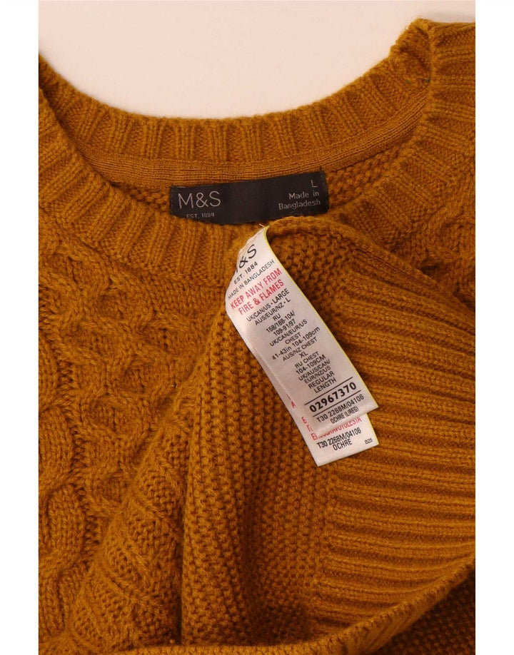 Pulover pentru bărbați Marks & Spencer cu gât roșu, mare, galben acrilic