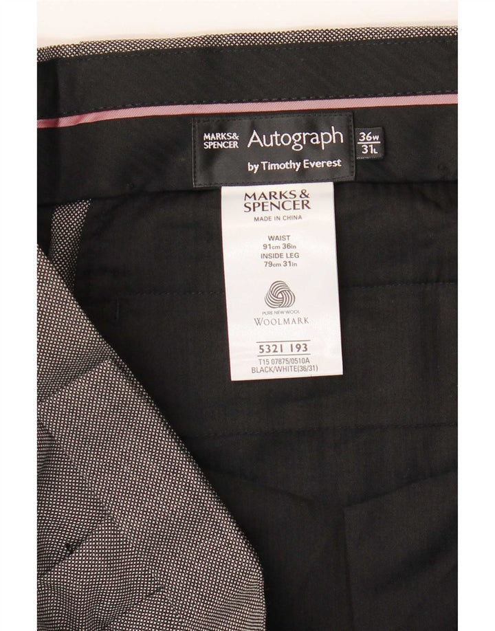Marks & Spencer Pantaloni de costum pentru bărbați cu autograf W36 L31 gri din lână nouă
