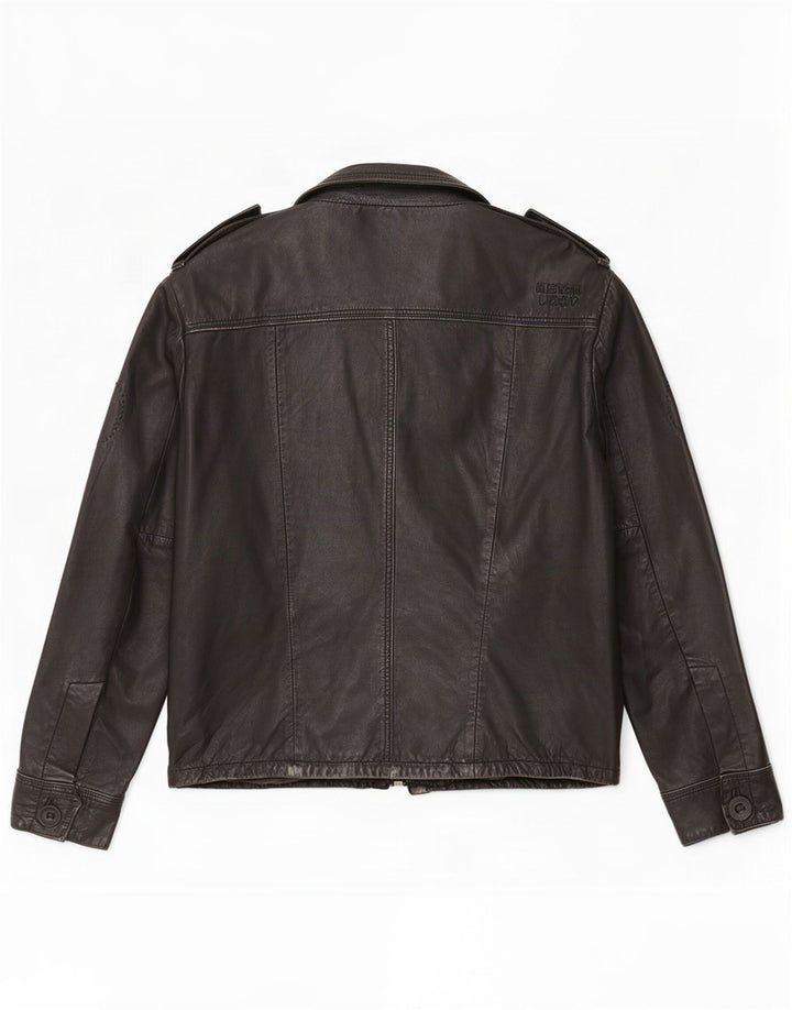 Jachetă militară din piele pentru bărbați Superdry UK 40 Large Black