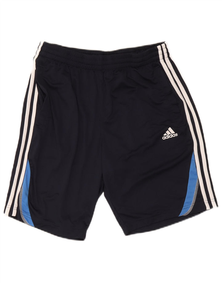 Pantaloni scurți sport Adidas pentru femei, medii bleumarin, poliester color bloc