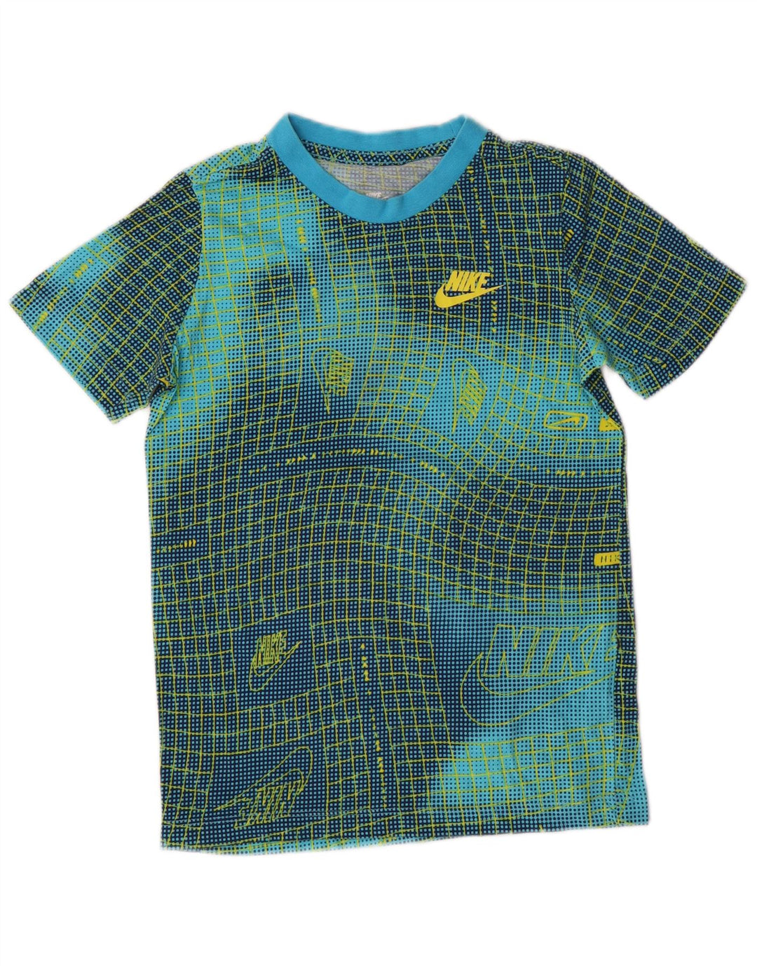 NIKE Boys Abstract Pattern Graphic T-Shirt Top 10-11 Years Medium Blue