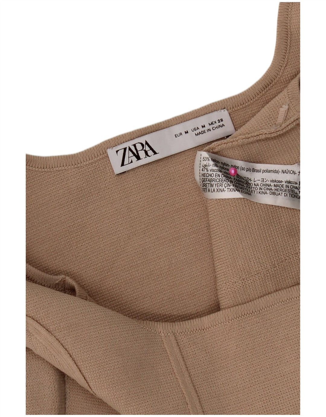 Crop Top Femei Zara UK 12 Medium Bej Nylon