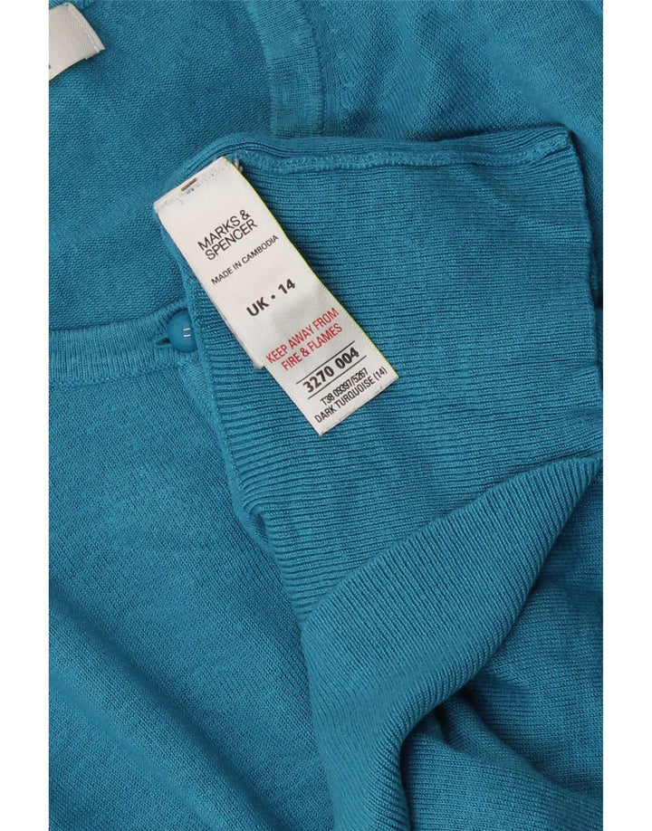 Pulover cardigan pentru femei Marks & Spencer UK 14 Medium Turcoaz Viscose