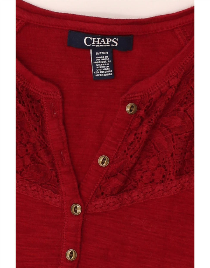 CHAPS Womens Top 3/4 Sleeve UK 10 Small Red Cotton Vintage Chaps and Second-Hand Chaps from Messina Hembry 