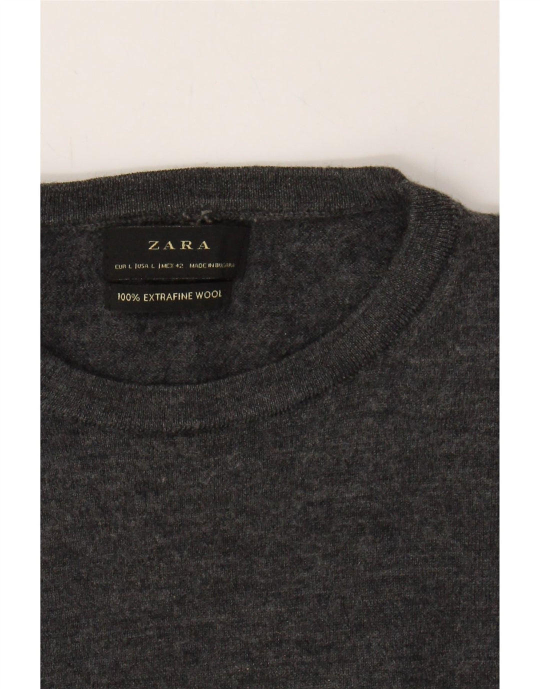 ZARA Mens Crew Neck Jumper Sweater Large Grey Wool Vintage Zara and Second-Hand Zara from Messina Hembry 