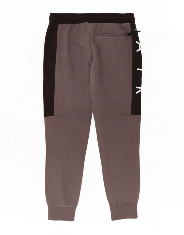 Nike Mens Graphic Tracksuit Trousers Joggers Medium Grey Colourblock Cotton