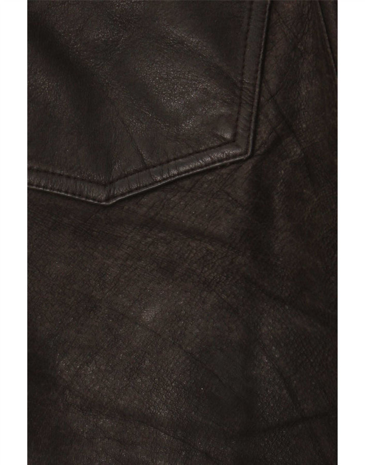 Pantaloni drepți din piele vintage pentru bărbați W34 L32 maro