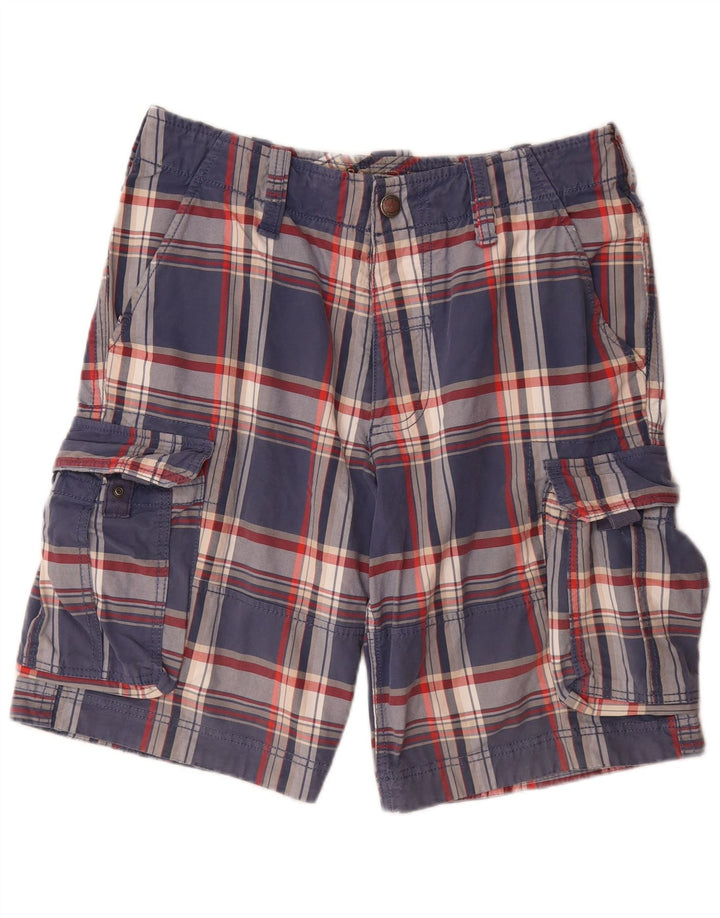 Pantaloni scurti cargo pentru bărbați TOMMY HILFIGER W32, bumbac cu carouri, albastru marin mediu