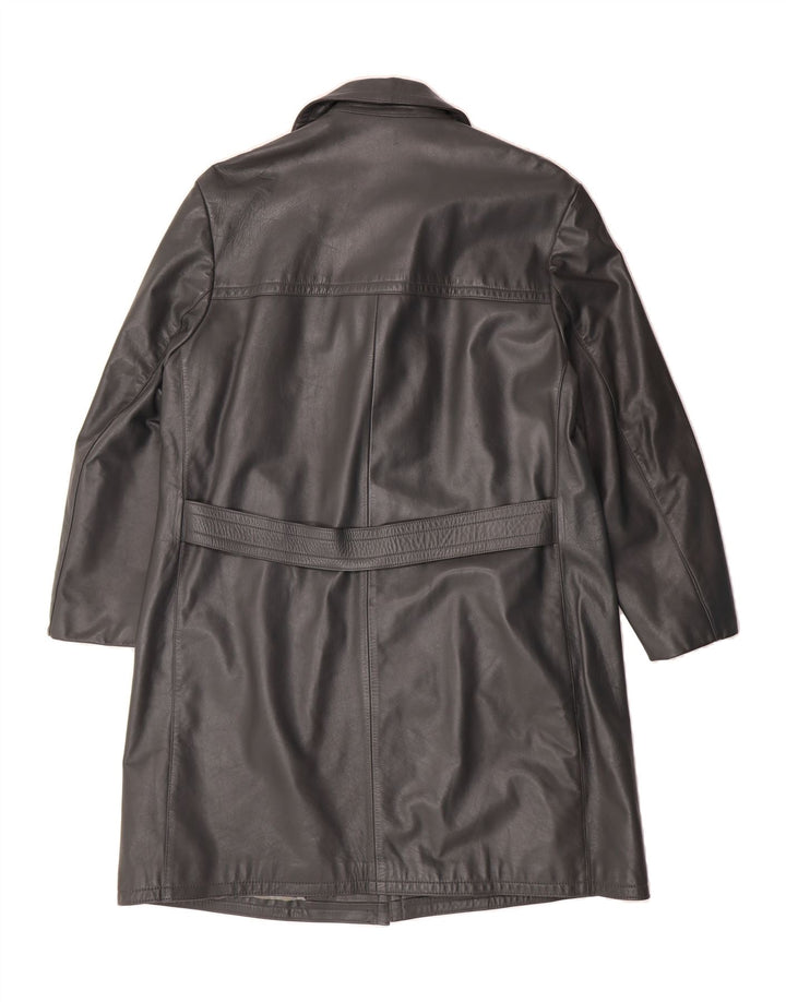 VINTAGE Mens Leather Coat IT 52 XL Grey Vintage Vintage and Second-Hand Vintage from Messina Hembry 