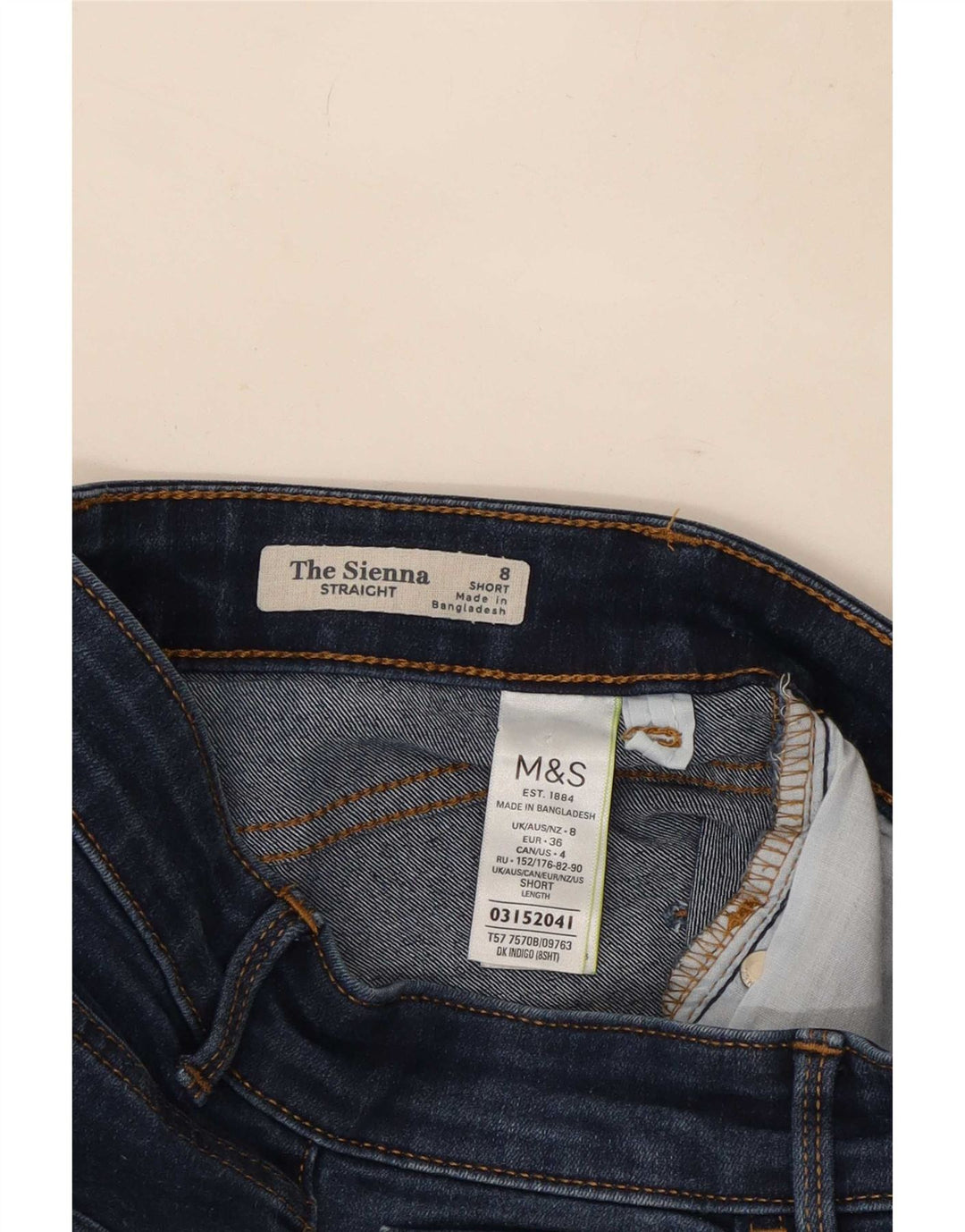 Blugi drepti pentru femei Marks & Spencer UK 8 mici W36 L28 bleumarin