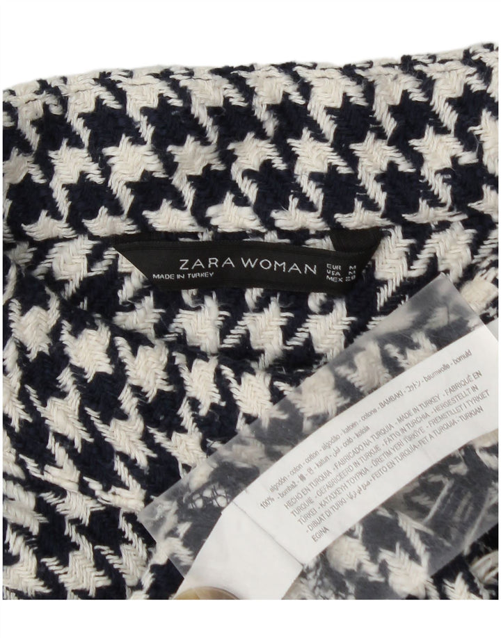Pulover pentru femei Zara, cu gât cu nasturi, UK 14 Medium Bluemarin Houndstooth