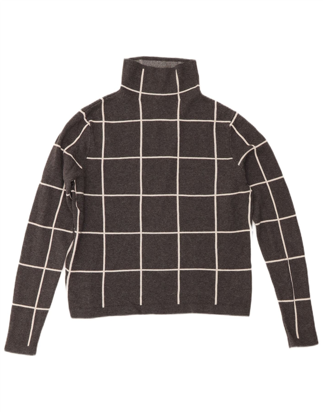 Pulover de damă Warehouse Crop cu gât țestoasă, UK 8, gri mic, carouri