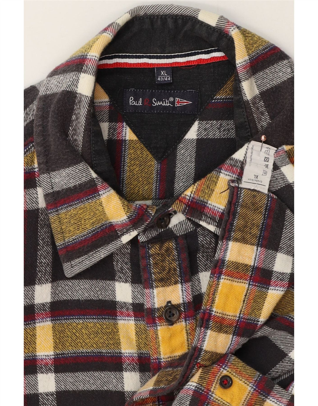 Cămașă de flanel cu carouri pentru bărbați PAUL SMITH Mărimea 43/44 XL bumbac carouri negru