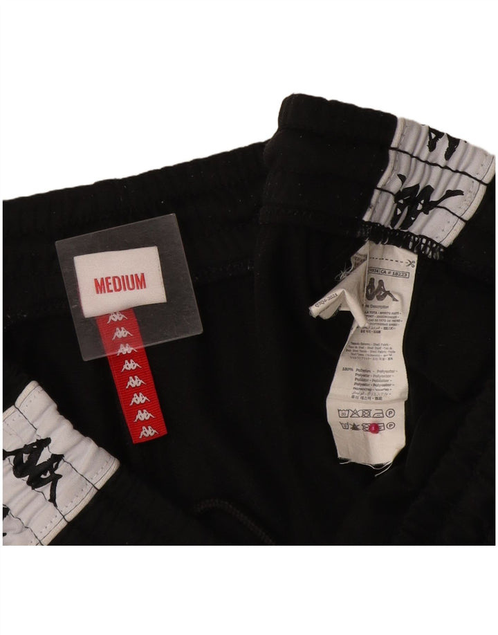 Pantaloni de trening grafic Kappa pentru bărbați, negru mediu, poliester bloc de culoare