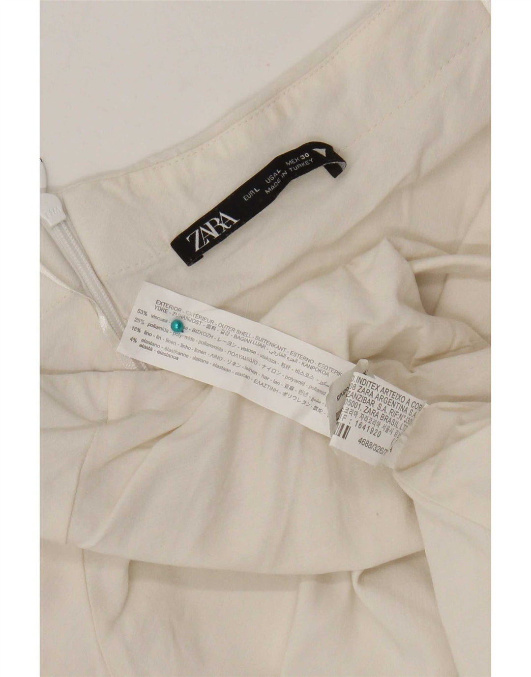 Rochie mini pentru femei Zara UK 14, mare, albă, viscoză