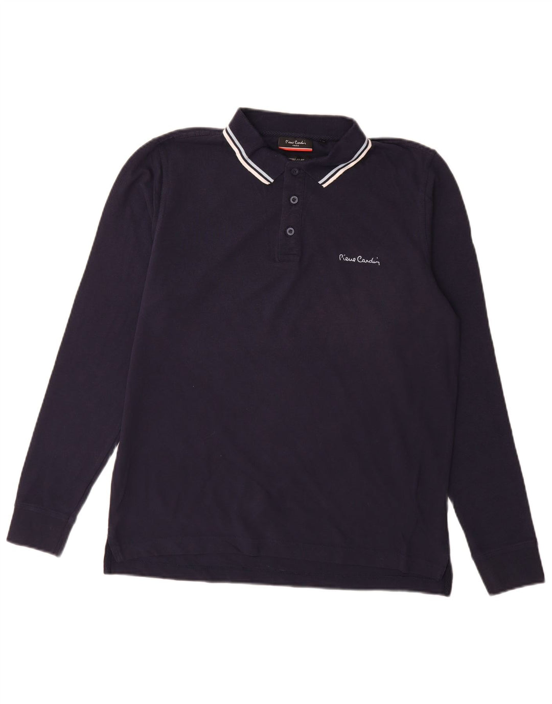 Cămașă polo cu mânecă lungă pentru bărbați Pierre Cardin, cu formă normală, albastru bleumarin mediu