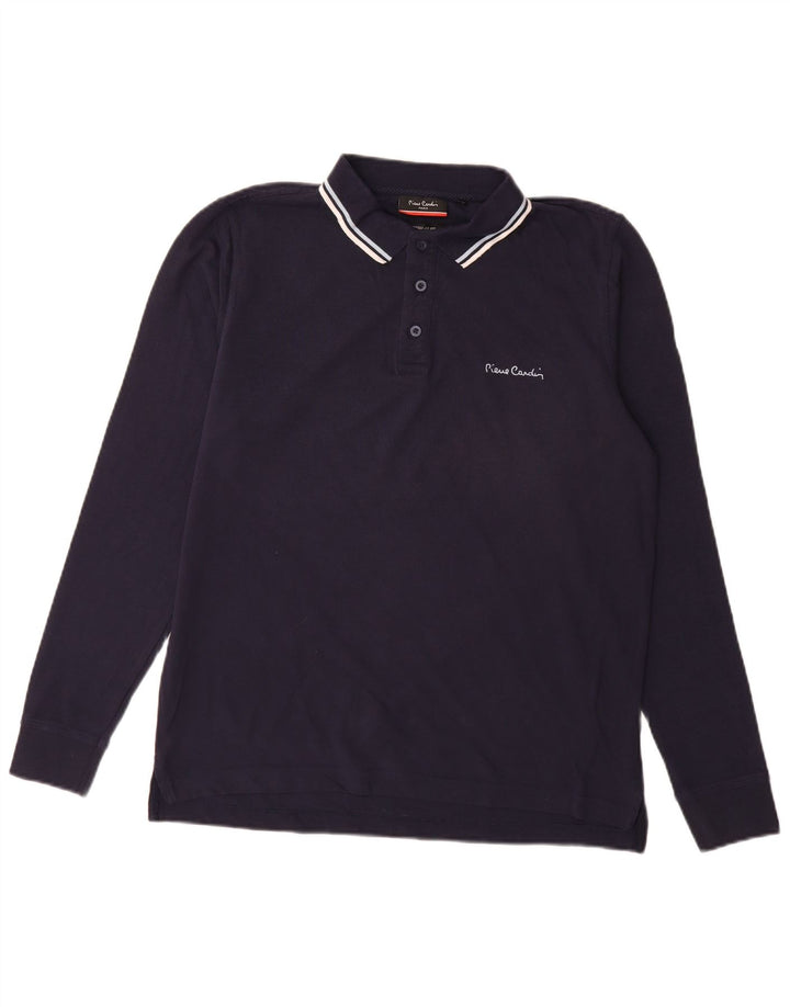 Cămașă polo cu mânecă lungă pentru bărbați Pierre Cardin, cu formă normală, albastru bleumarin mediu
