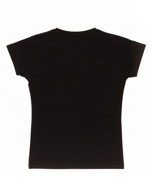 Hard Rock Cafe Womens Rome Graphic T-Shirt Top UK 12 Medium Black Cotton