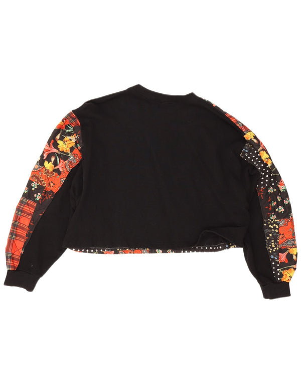Pulover pentru femeie Zara oversize Crop Pulover UK 14 Medium Black Patchwork