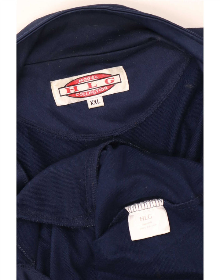 Jachetă de trening pentru bărbați de epocă, 2XL, poliester color block, albastru bleumarin