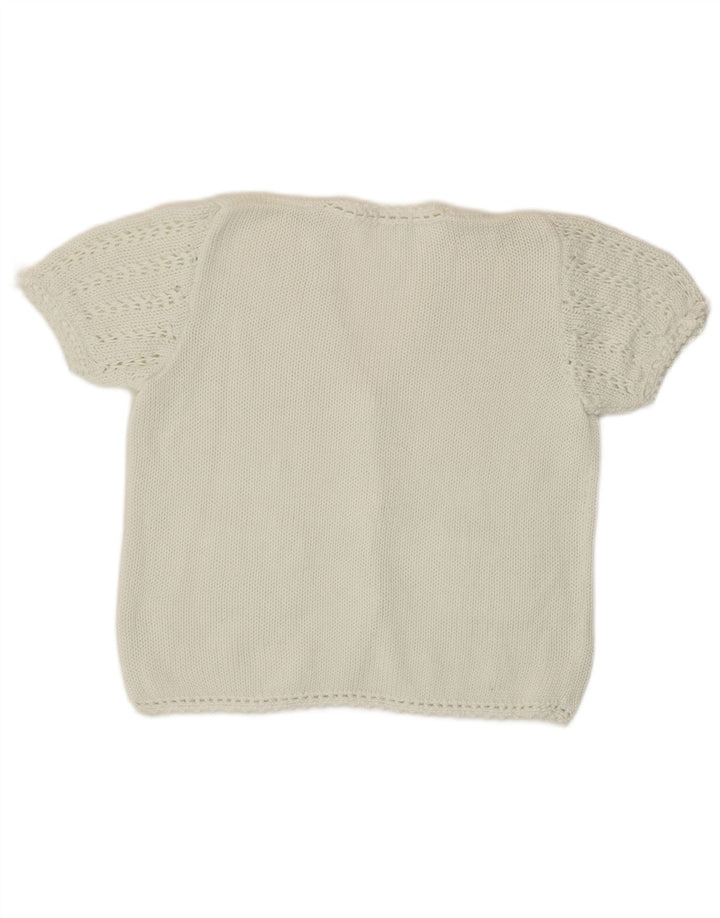 Pulover Vintage pentru femei cu mânecă scurtă cardigan UK 12 Medium White