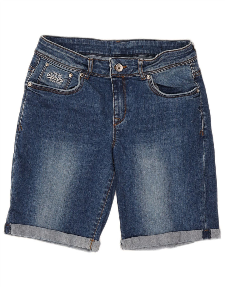 Pantaloni scurți din blugi pentru femei SUPERDRY W30, bumbac albastru mediu