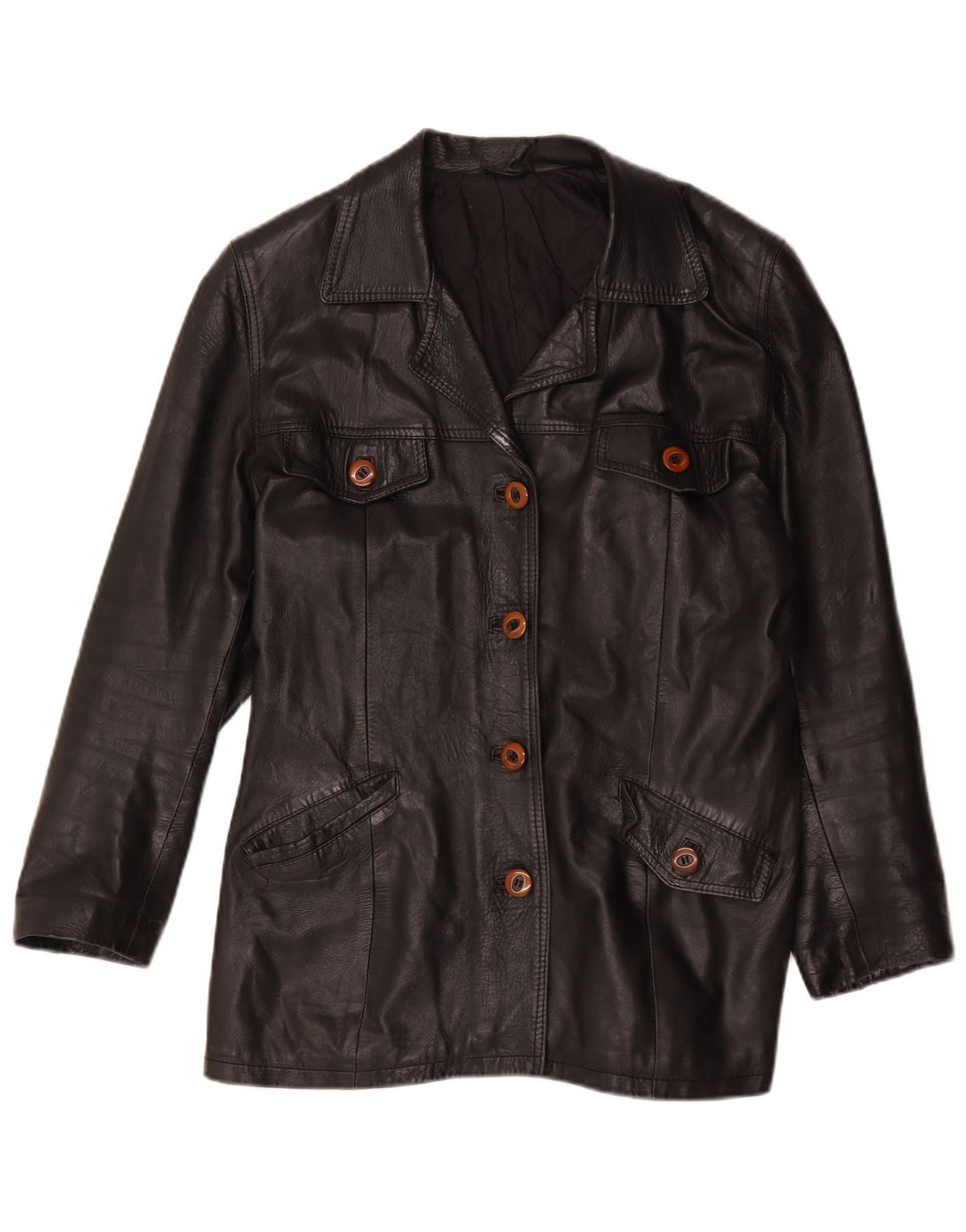 Jachetă de piele vintage pentru femei UK 16 Large Black