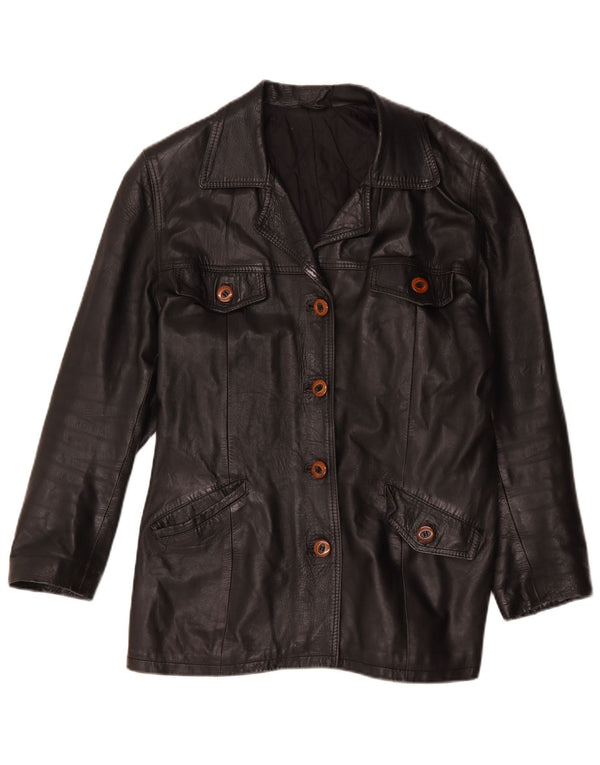 Jachetă de piele vintage pentru femei UK 16 Large Black