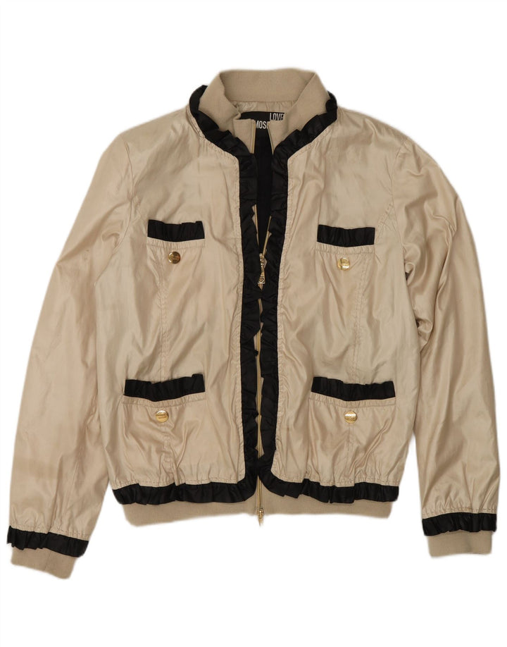 Moschino Bomber Jacket pentru femei UK 14 Large Gold Colorblock Poliester