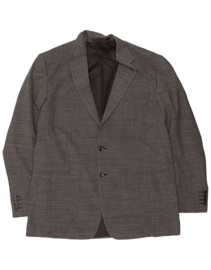 Jachetă pentru bărbați Marks & Spencer, cu 2 nasturi, UK 44 XL, lână neagră check