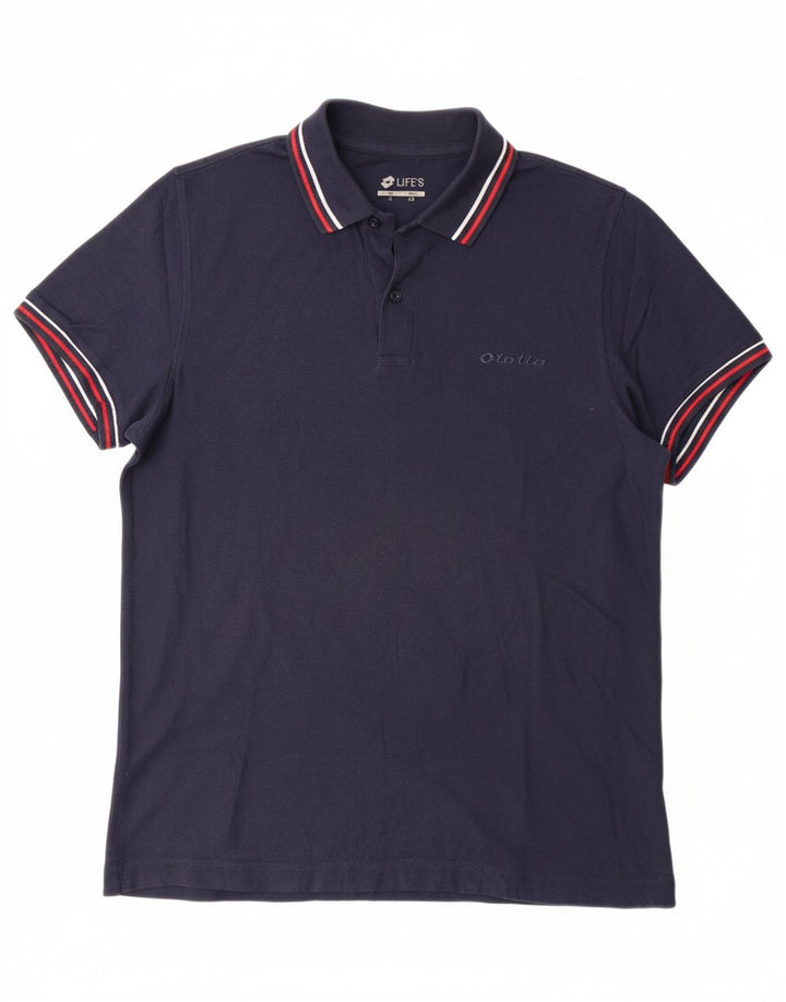LOTTO Mens Polo Shirt Small Navy Blue Cotton