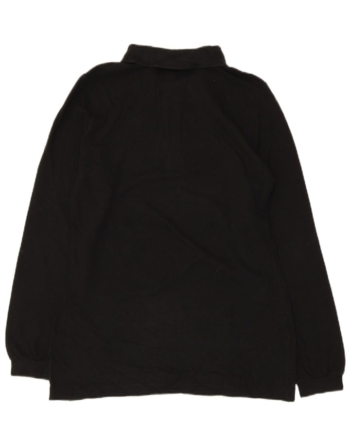 Tricou polo pentru femei Lacoste cu mânecă lungă, mărimea 40, bumbac mediu negru