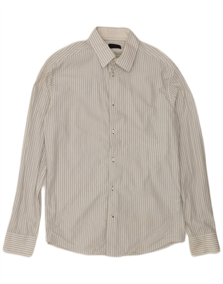 Cămașă Jack & Jones pentru bărbați, bumbac alb mediu cu dungi