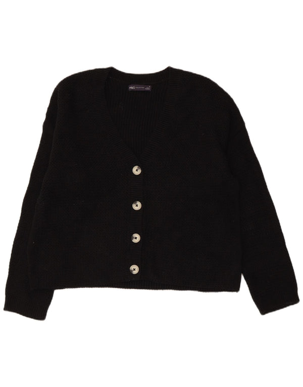 MARKS & SPENCER Pulover cardigan crop pentru femei UK 14 Bumbac mediu negru