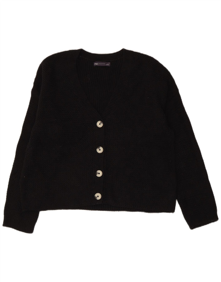 MARKS & SPENCER Pulover cardigan crop pentru femei UK 14 Bumbac mediu negru