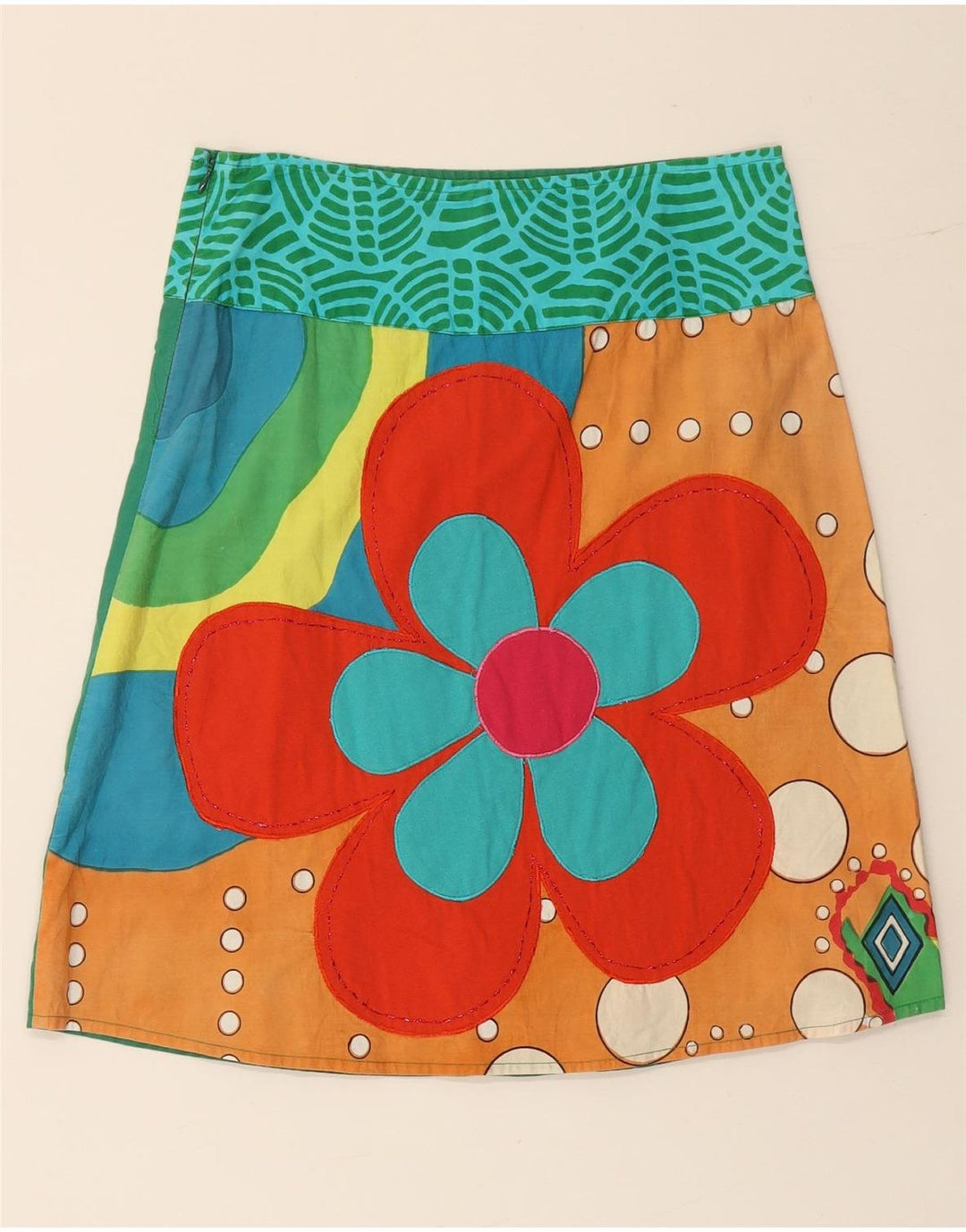 Fusta A-Line pentru femei DESIGUAL EU 38 Medium W28 Verde Floral