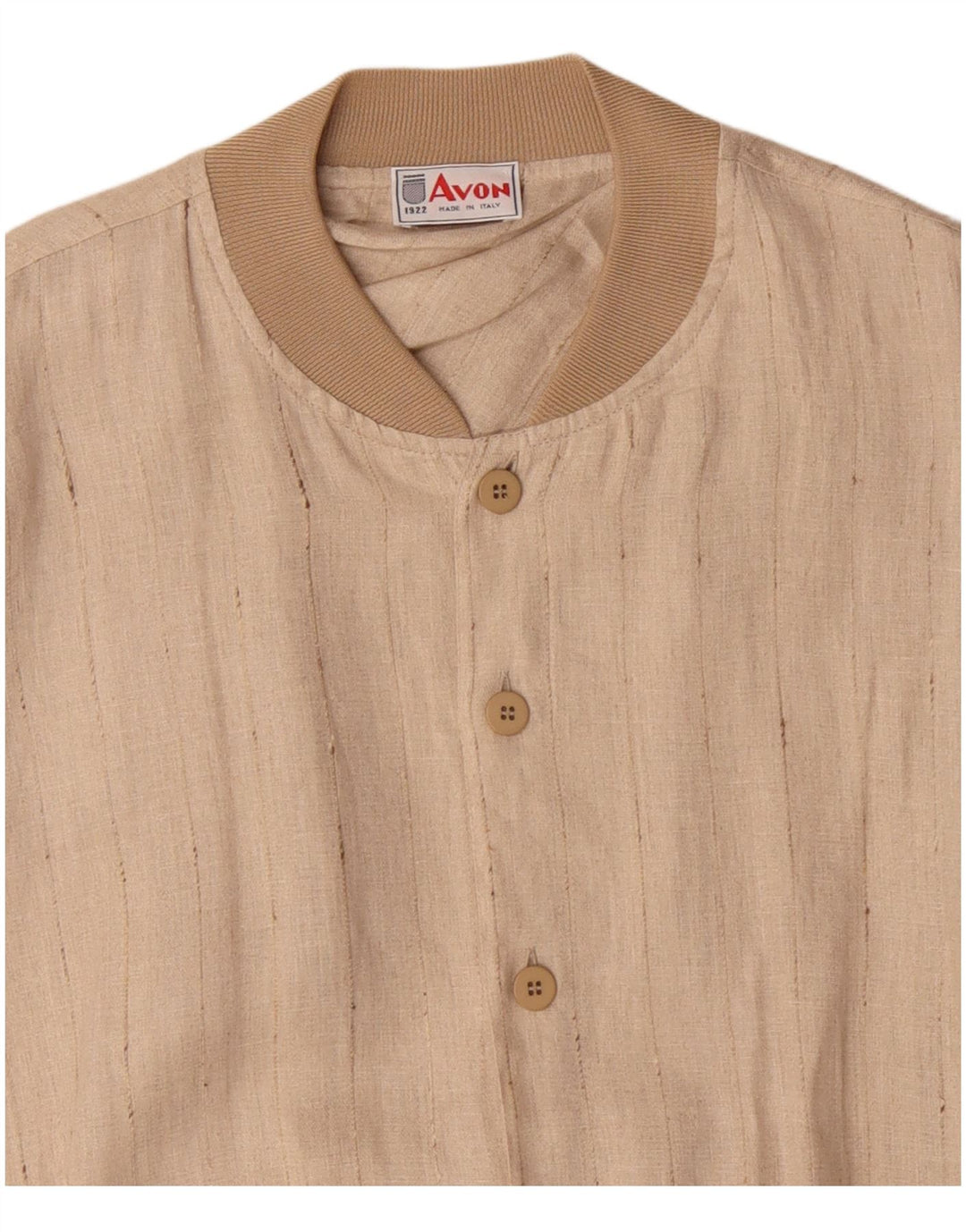 VINTAGE Bomber Jacket pentru bărbați UK 42 XL Bej Pinstripe Linen