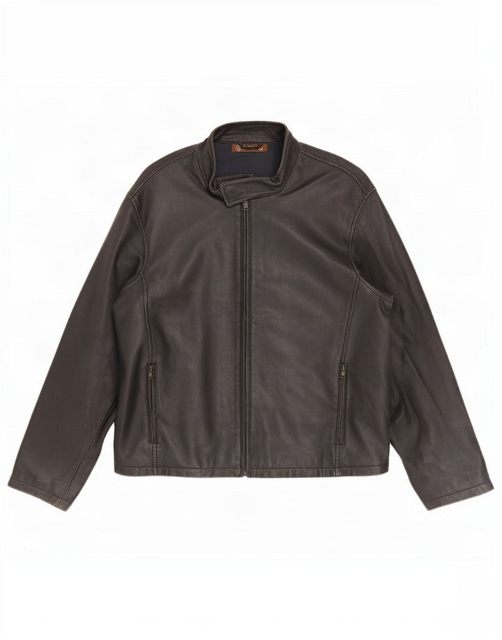 Jachetă de piele vintage pentru bărbați UK 44 2XL Negru