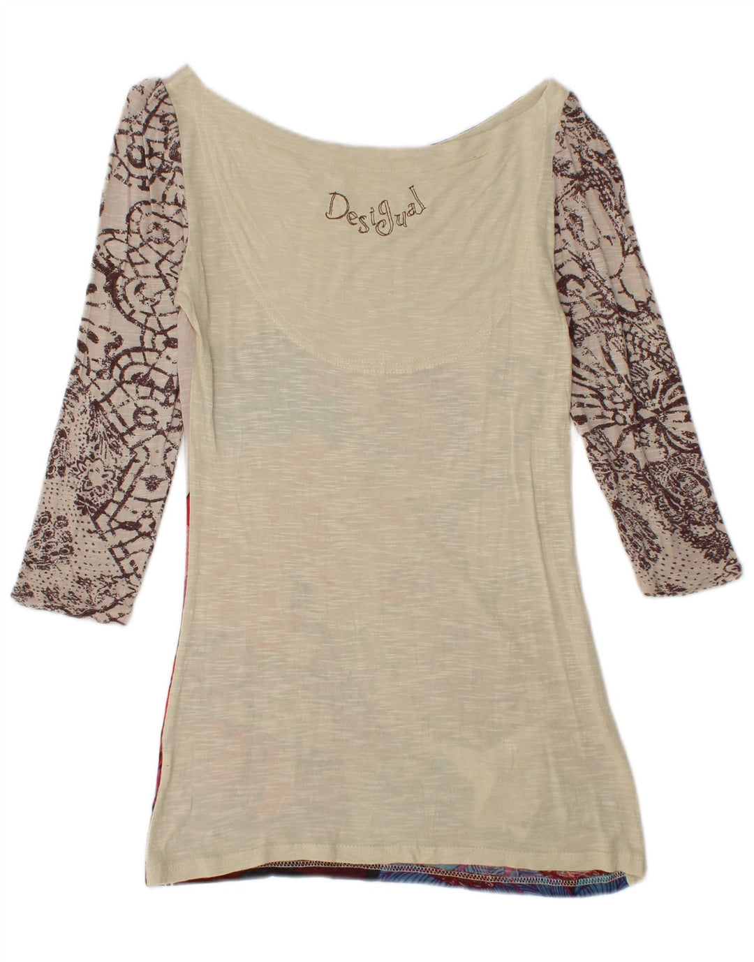 DESIGUAL Top cu grafic pentru femei mânecă 3/4 UK 8 mic, multicolor, floral