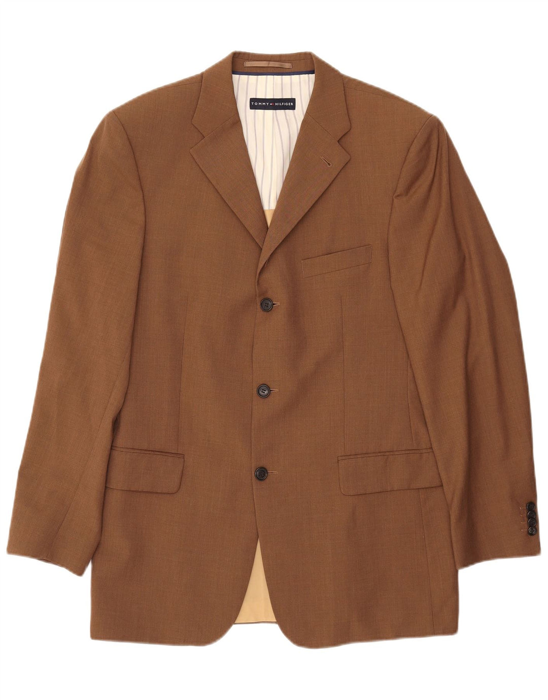 Jachetă pentru bărbați TOMMY HILFIGER Blazer cu 3 nasturi UK 38 Lână maro medie