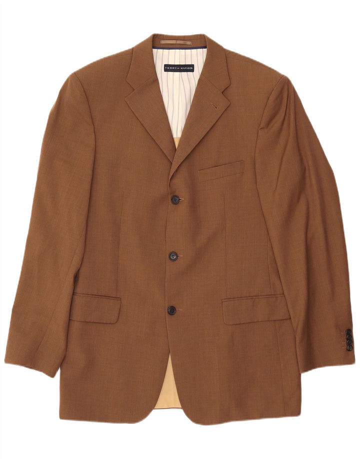 Jachetă pentru bărbați TOMMY HILFIGER Blazer cu 3 nasturi UK 38 Lână maro medie