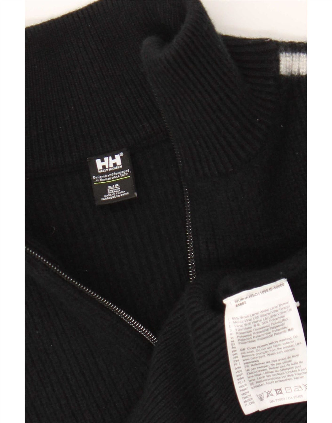 Pulover pentru femei Helly Hansen, cu fermoar, cu gât, UK 10, negru, color block