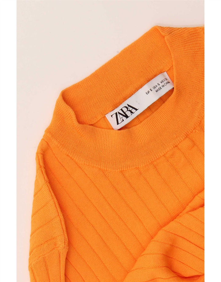 Crop Top pentru femei Zara cu mânecă lungă UK 8 Mic portocaliu