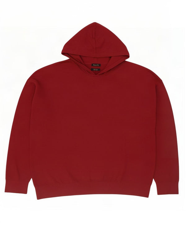 Massimo Dutti Pulover cu glugă pentru bărbați XL bumbac burgundă