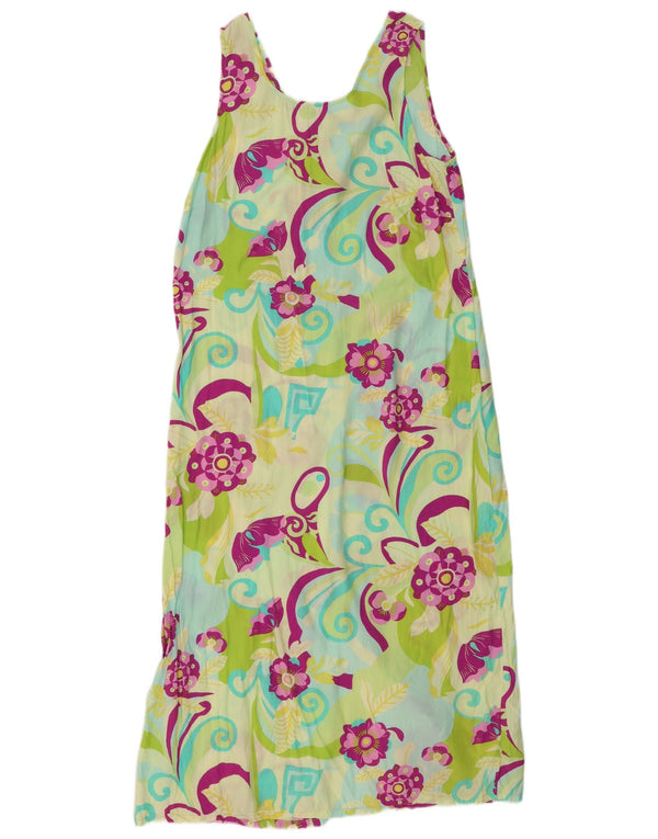 Rochie maxi fără mâneci vintage pentru femei UK 16 mare, verde, florală, viscoză