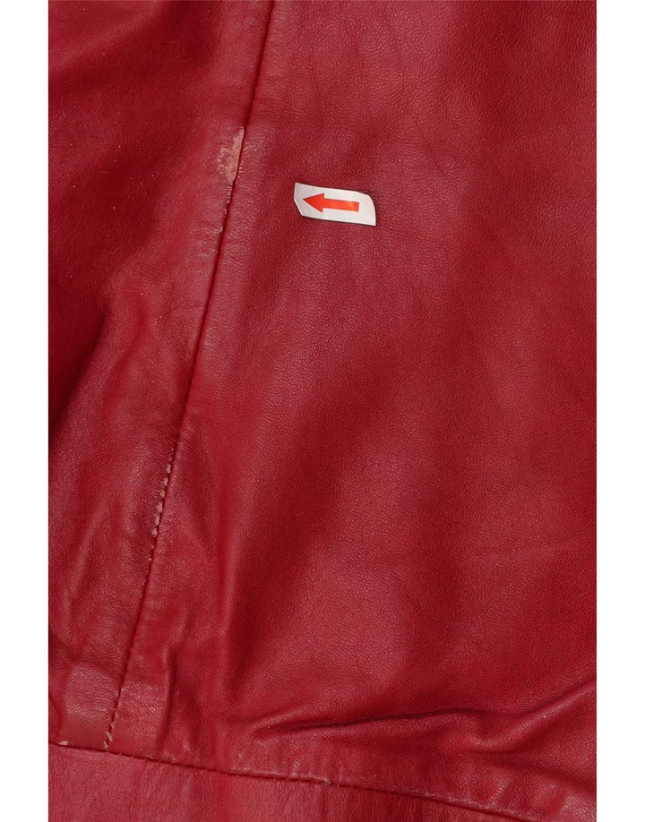 Jachetă Bomber din piele vintage pentru femei IT 46 Large Red
