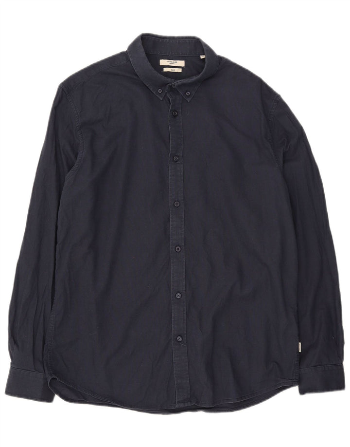 Cămașă subțire pentru bărbați Jack & Jones, XL, bumbac bleumarin